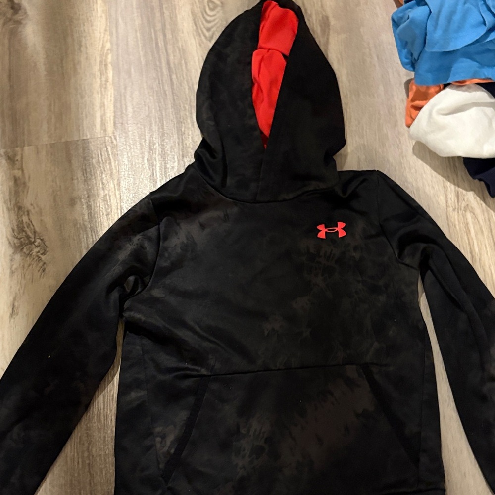 Under Armour Kids Hoodie in Black with Red Logo